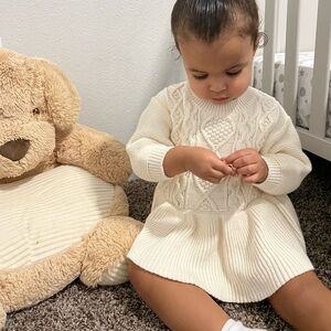 Elegant Cream Knit Dress for Kids